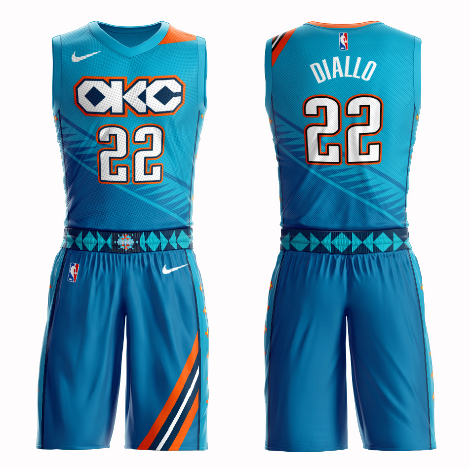 Customized Men Oklahoma City Thunder #22 Diallo blue NBA Nike jersey->oklahoma city thunder->NBA Jersey
